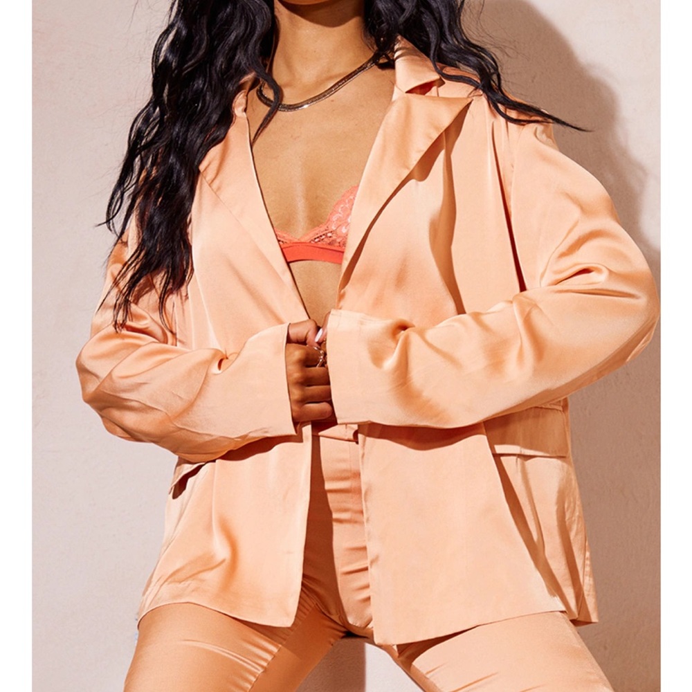 Pretty Little Thing Tall Orange Soft Tailored Satin Blazer